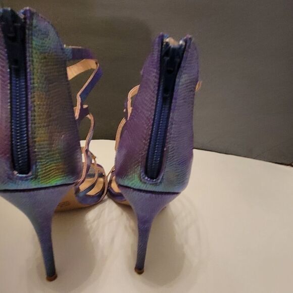 CHARLOTTE RUSSE OPEN TOE BLACK ZIPPER STILETTOS SANDAL - Picture 9 of 16